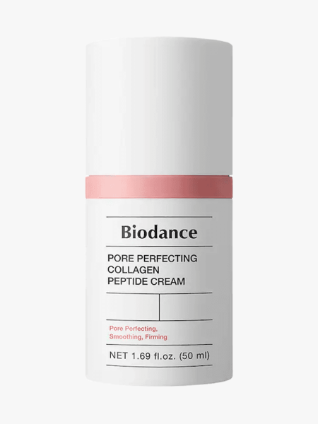 Biodance Collagen Pore Perfecting Collagen Peptide Cream in branded component on a light gray background